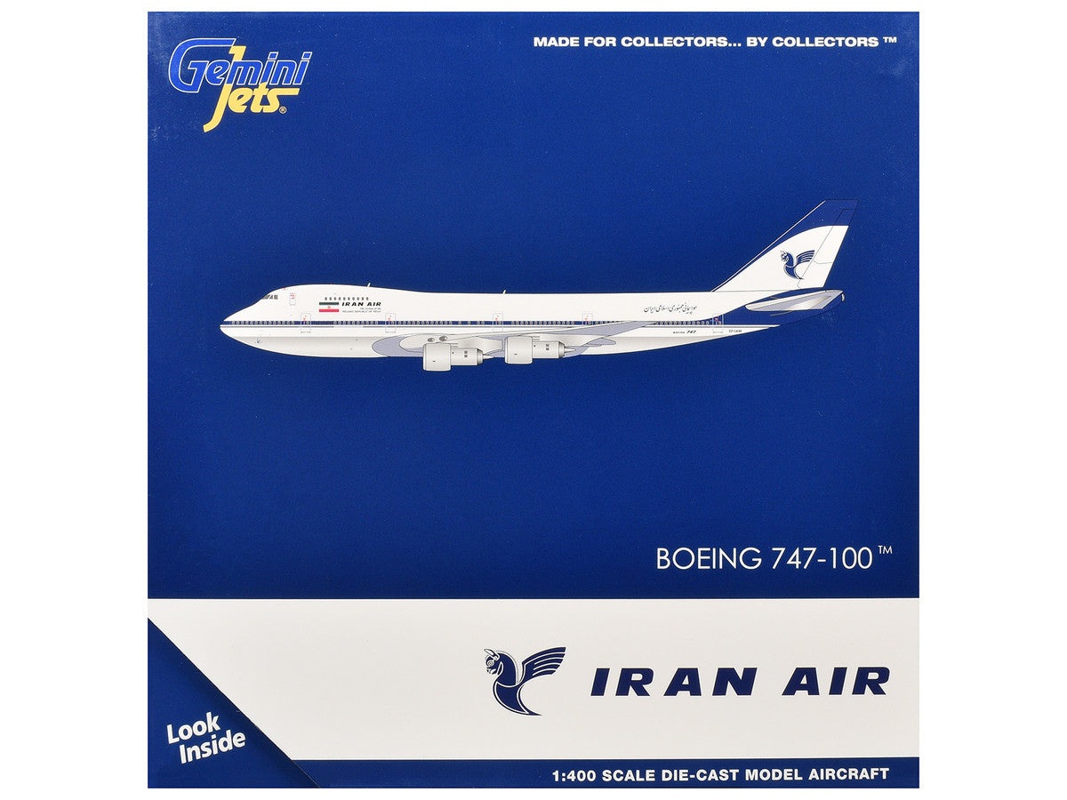 Boeing 747-100 Commercial Aircraft "Iran Air" (EP-IAM) White with Blue Stripes 1/400 Diecast Model by GeminiJets LuxuryLifeWay Online Store