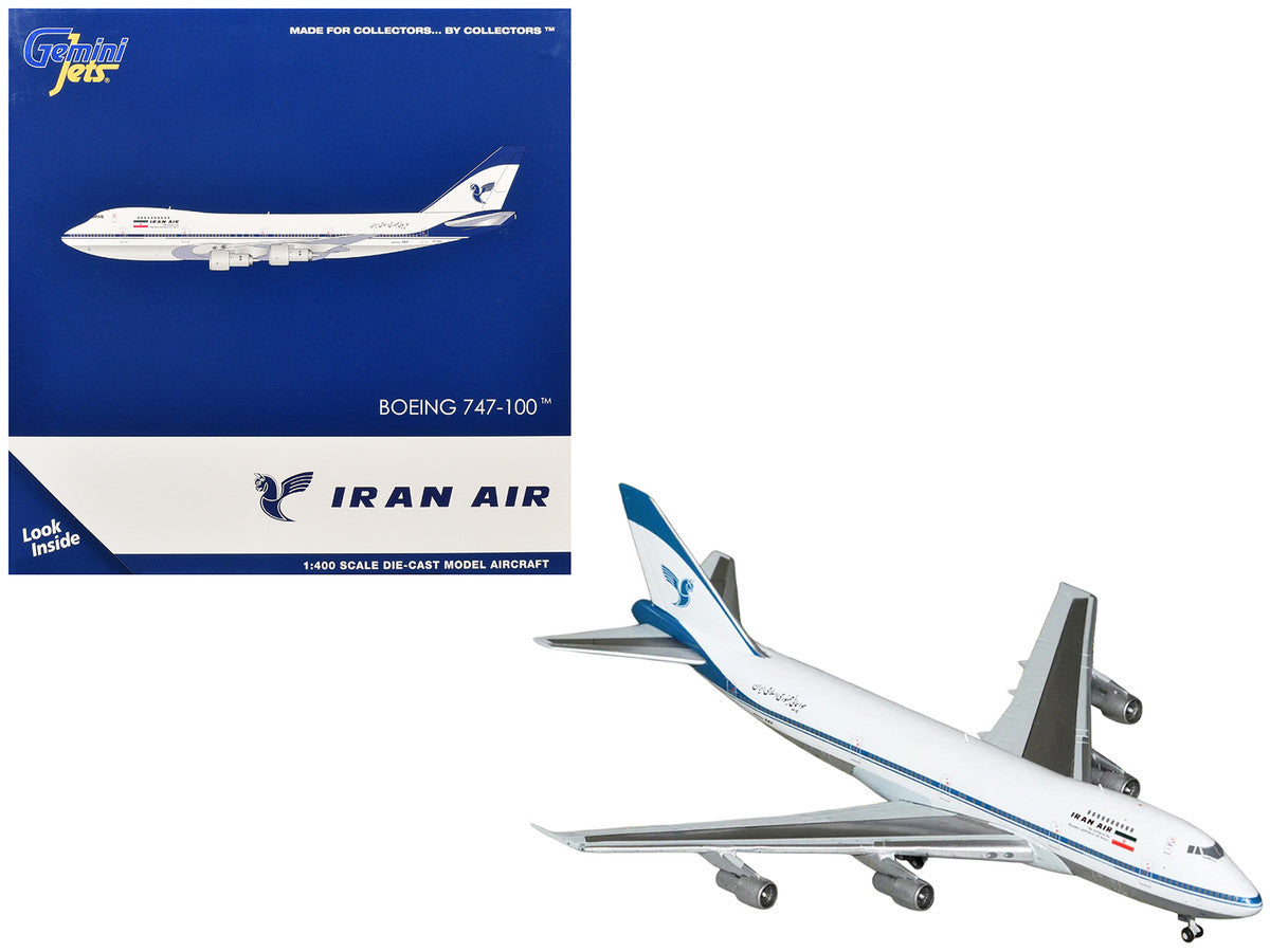 Boeing 747-100 Commercial Aircraft "Iran Air" (EP-IAM) White with Blue Stripes 1/400 Diecast Model by GeminiJets LuxuryLifeWay Online Store