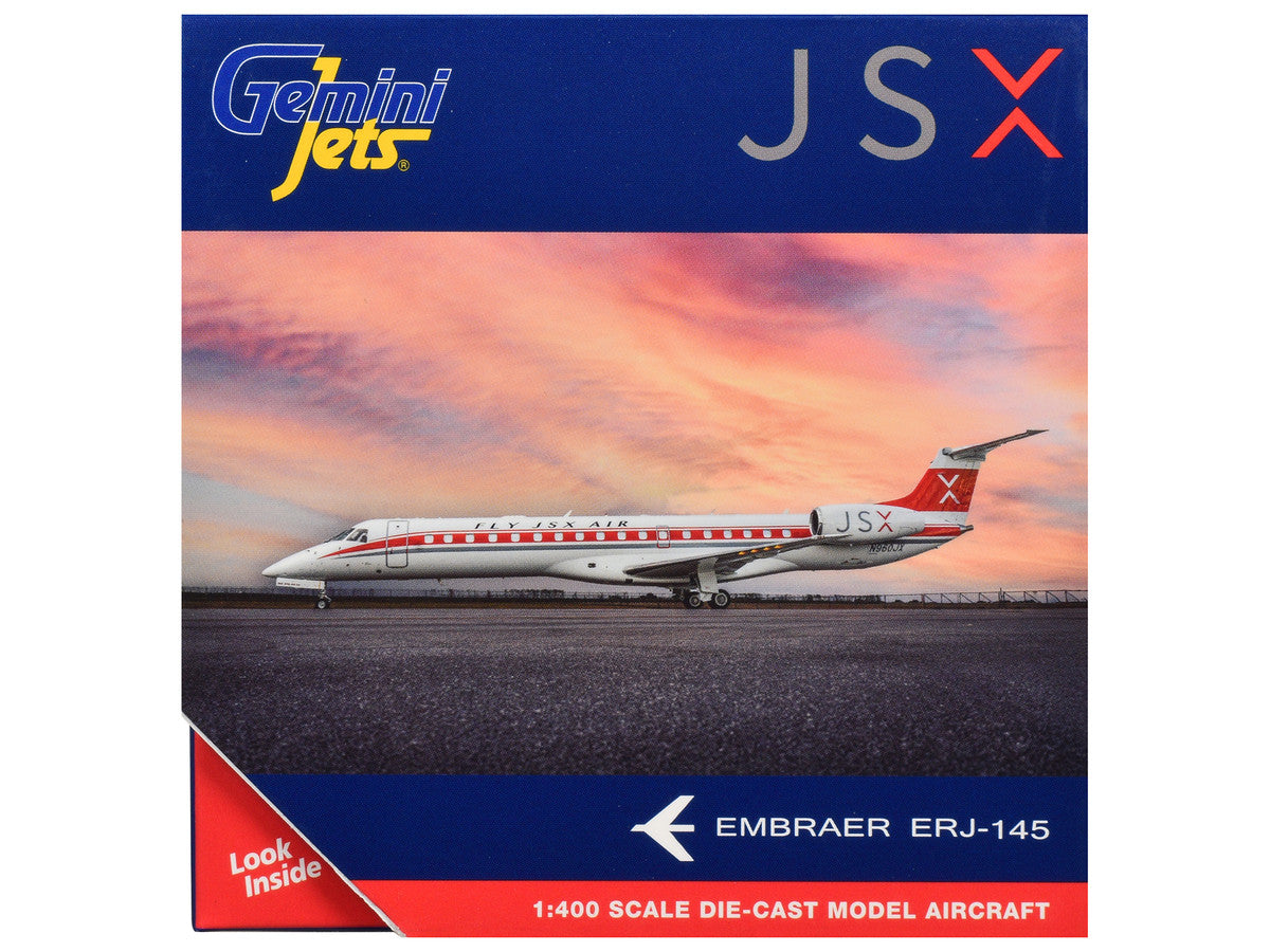 Embraer ERJ-145 Commercial Aircraft "JSX" (N960JX) White with Red Stripes and Tail 1/400 Diecast Model Airplane by GeminiJets LuxuryLifeWay Online Store