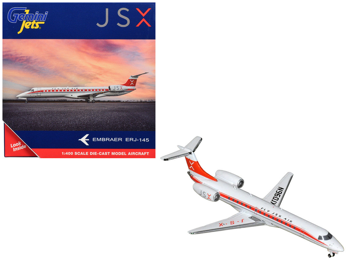 Embraer ERJ-145 Commercial Aircraft "JSX" (N960JX) White with Red Stripes and Tail 1/400 Diecast Model Airplane by GeminiJets LuxuryLifeWay Online Store