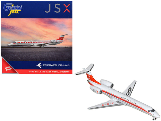 Embraer ERJ-145 Commercial Aircraft "JSX" (N960JX) White with Red Stripes and Tail 1/400 Diecast Model Airplane by GeminiJets LuxuryLifeWay Online Store