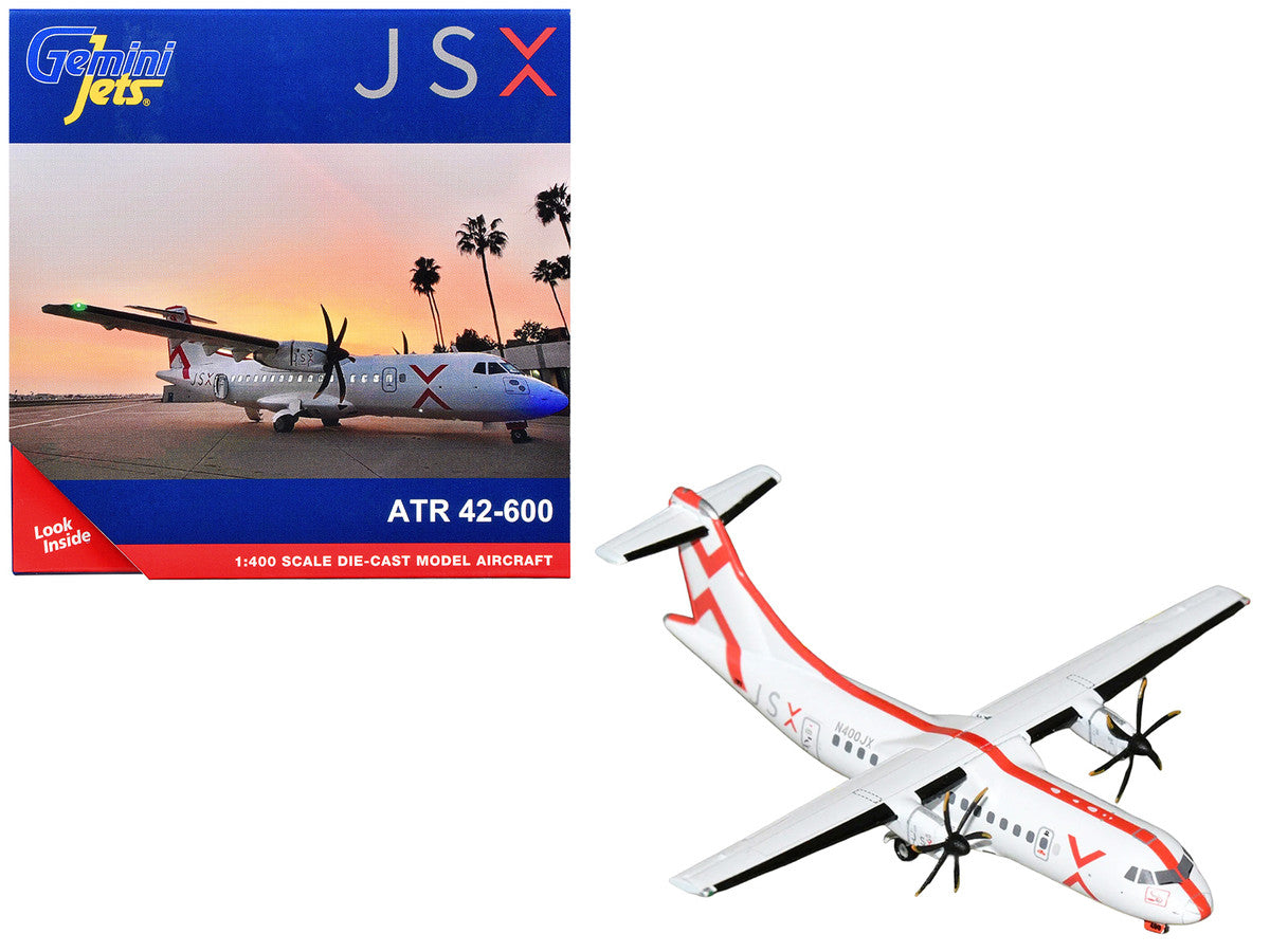 ATR 42-600 Commercial Aircraft "JSX" (N400JX) White with Red Stripes 1/400 Diecast Model Airplane by GeminiJets LuxuryLifeWay Online Store