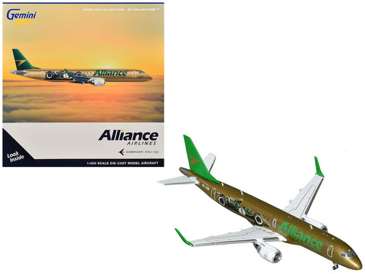 Embraer ERJ-190 Commercial Aircraft "Alliance Airlines - Sir Jack Brabham" (N7620U) Gold Metallic with Graphics 1/400 Diecast Model Airplane by GeminiJets LuxuryLifeWay Online Store