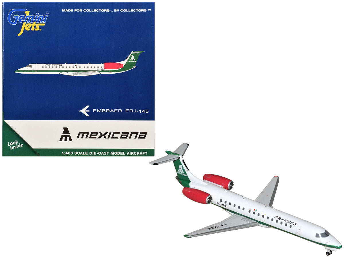 Embraer ERJ-145 Commercial Aircraft "Mexicana de Aviacion" (XA-MBR) White with Green Stripes 1/400 Diecast Model by GeminiJets LuxuryLifeWay Online Store