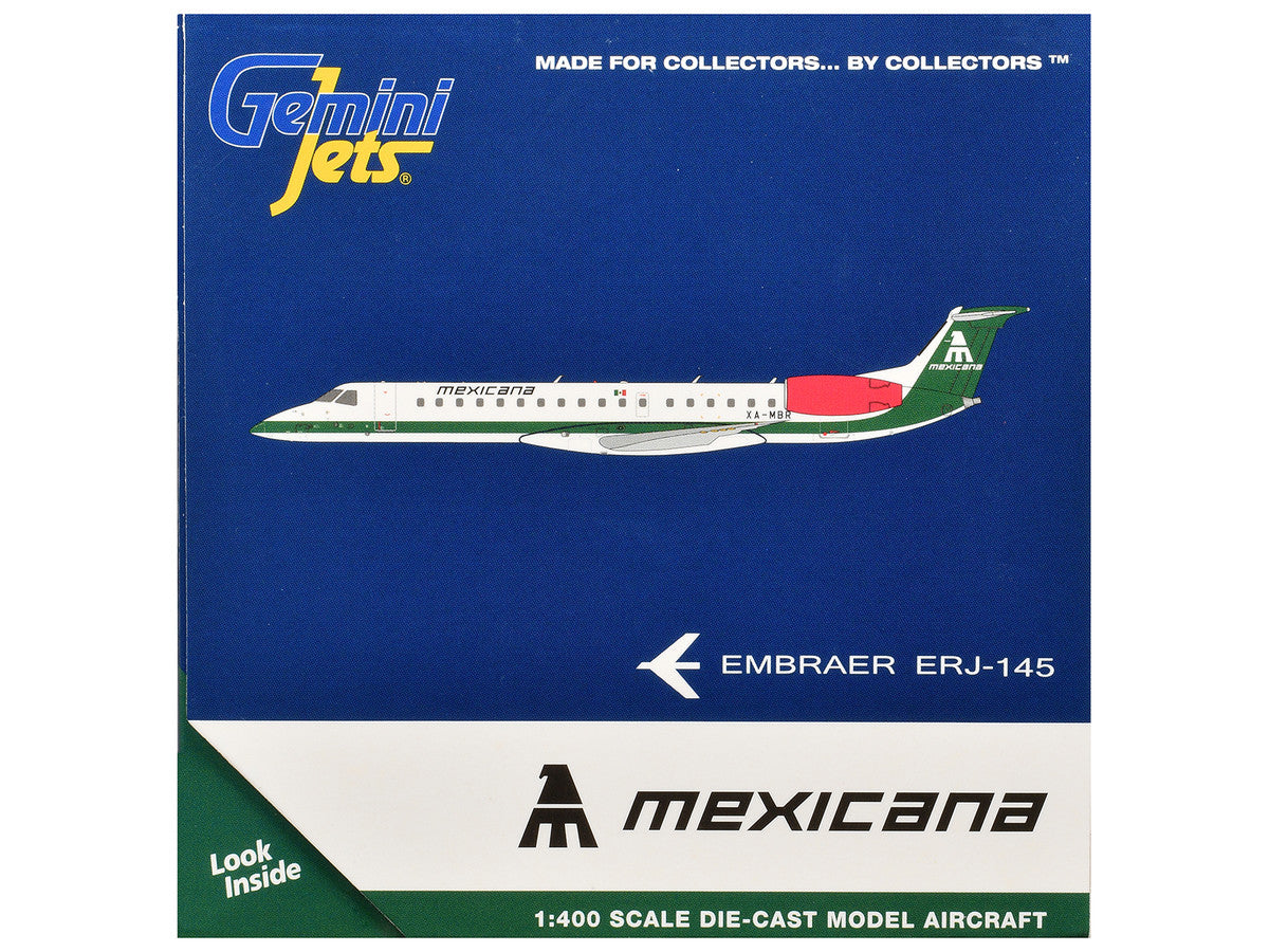 Embraer ERJ-145 Commercial Aircraft "Mexicana de Aviacion" (XA-MBR) White with Green Stripes 1/400 Diecast Model by GeminiJets LuxuryLifeWay Online Store
