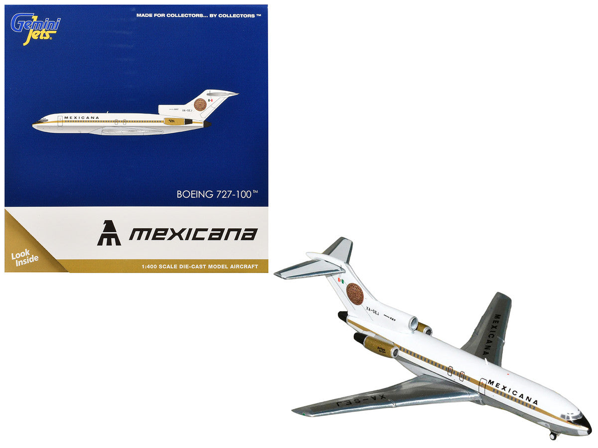 Boeing 727-100 Commercial Aircraft "Mexicana de Aviacion" (XA-SEJ) White with Gold Stripes 1/400 Diecast Model Airplane by GeminiJets LuxuryLifeWay Online Store
