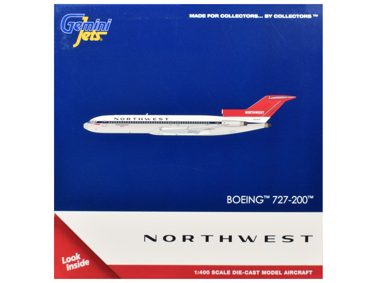 Boeing 727-200 Commercial Aircraft "Northwest Airlines" (N254US) White with Blue Stripes and Red Tail 1/400 Diecast Model by GeminiJets LuxuryLifeWay Online Store