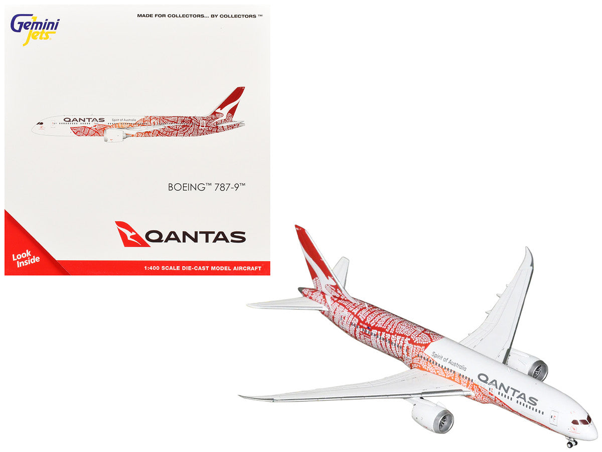 Boeing 787-9 Commercial Aircraft "Qantas - Yam Dreaming" (VH-ZND) White with Red Graphics 1/400 Diecast Model Airplane by GeminiJets LuxuryLifeWay Online Store
