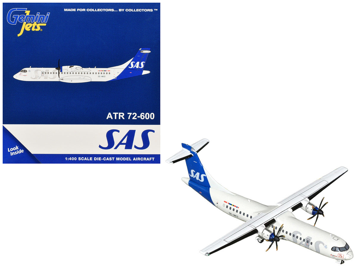 ATR 72-600 Commercial Aircraft "Scandinavian Airlines" (SE-MKD) White with Blue Tail 1/400 Diecast Model by GeminiJets LuxuryLifeWay Online Store