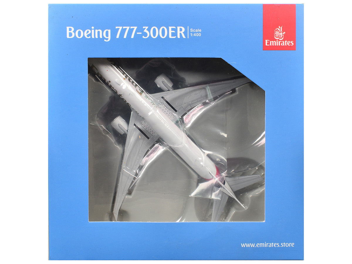 Boeing 777-300ER Commercial Aircraft "Emirates Airlines" (A6-EQH) White with Striped Tail 1/400 Diecast Model by GeminiJets LuxuryLifeWay Online Store