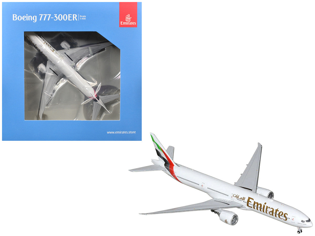 Boeing 777-300ER Commercial Aircraft "Emirates Airlines" (A6-EQH) White with Striped Tail 1/400 Diecast Model by GeminiJets LuxuryLifeWay Online Store