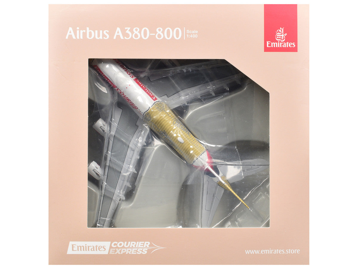 Airbus A380-800 Commercial Aircraft "Emirates Courier Express" (A6-EET) White with Tail Stripes and Package Graphics 1/400 Diecast Model Airplane by GeminiJets LuxuryLifeWay Online Store