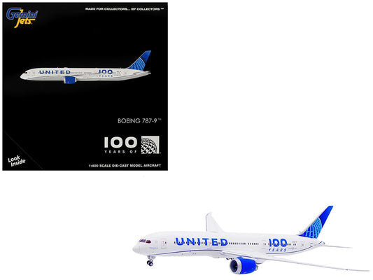 Boeing 787-9 Commercial Aircraft "United Airlines 100 Years" (N61101) White with Blue Tail 1/400 Diecast Model by GeminiJets LuxuryLifeWay Online Store
