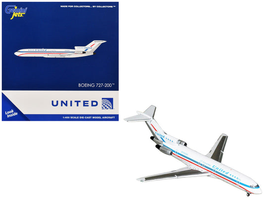 Boeing 727-200 Commercial Aircraft "United Airlines - Stars & Bars/Friend Ship" (N7620U) White with Red and Blue Stripes 1/400 Diecast Model Airplane by GeminiJets LuxuryLifeWay Online Store