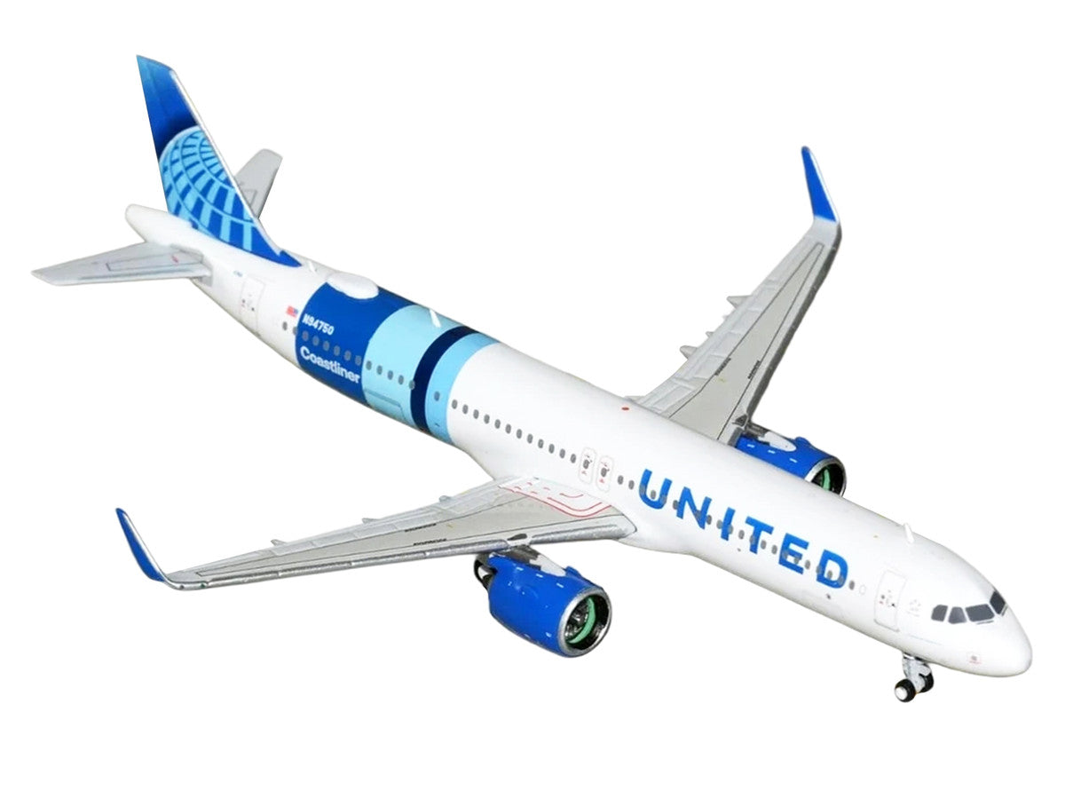 Airbus A321neo Commercial Aircraft "United Airlines Coastliner" (N94750) White with Blue Stripes and Tail 1/400 Diecast Model Airplane by GeminiJets LuxuryLifeWay Online Store
