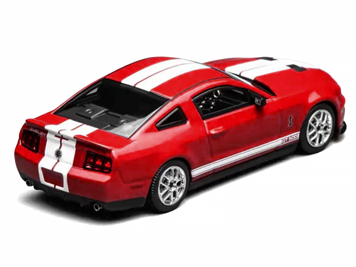 2007 Ford Mustang Shelby GT500 Torch Red with White Stripes 1/64 Diecast Model Car by MotorHelix & Greenlight LuxuryLifeWay Online Store