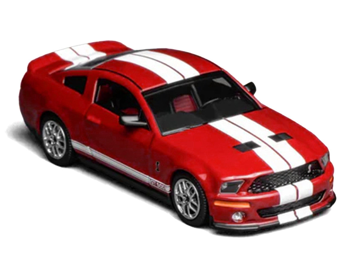 2007 Ford Mustang Shelby GT500 Torch Red with White Stripes 1/64 Diecast Model Car by MotorHelix & Greenlight LuxuryLifeWay Online Store