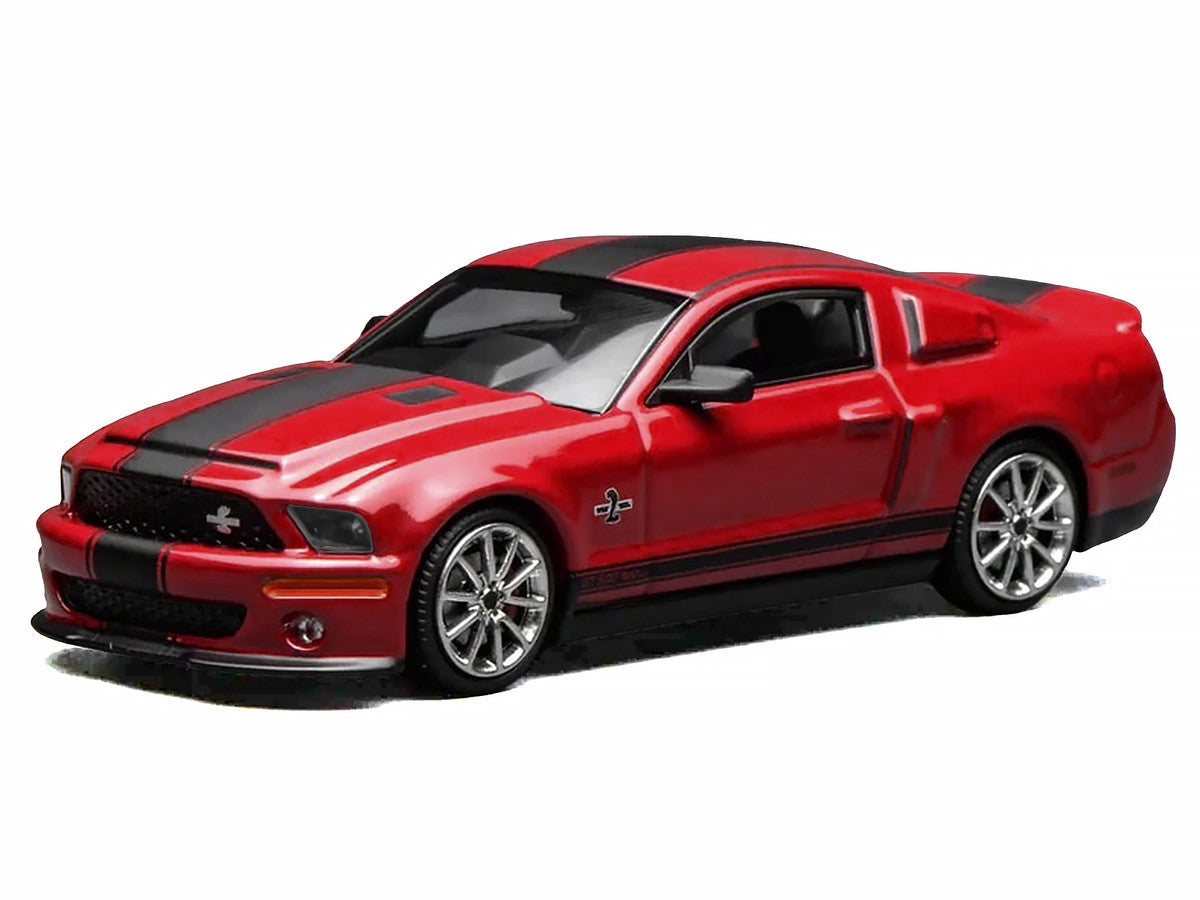 2007 Ford Mustang Shelby GT500 Super Snake Torch Red with Matt Black Stripes 1/64 Diecast Model Car by MotorHelix & Greenlight LuxuryLifeWay Online Store