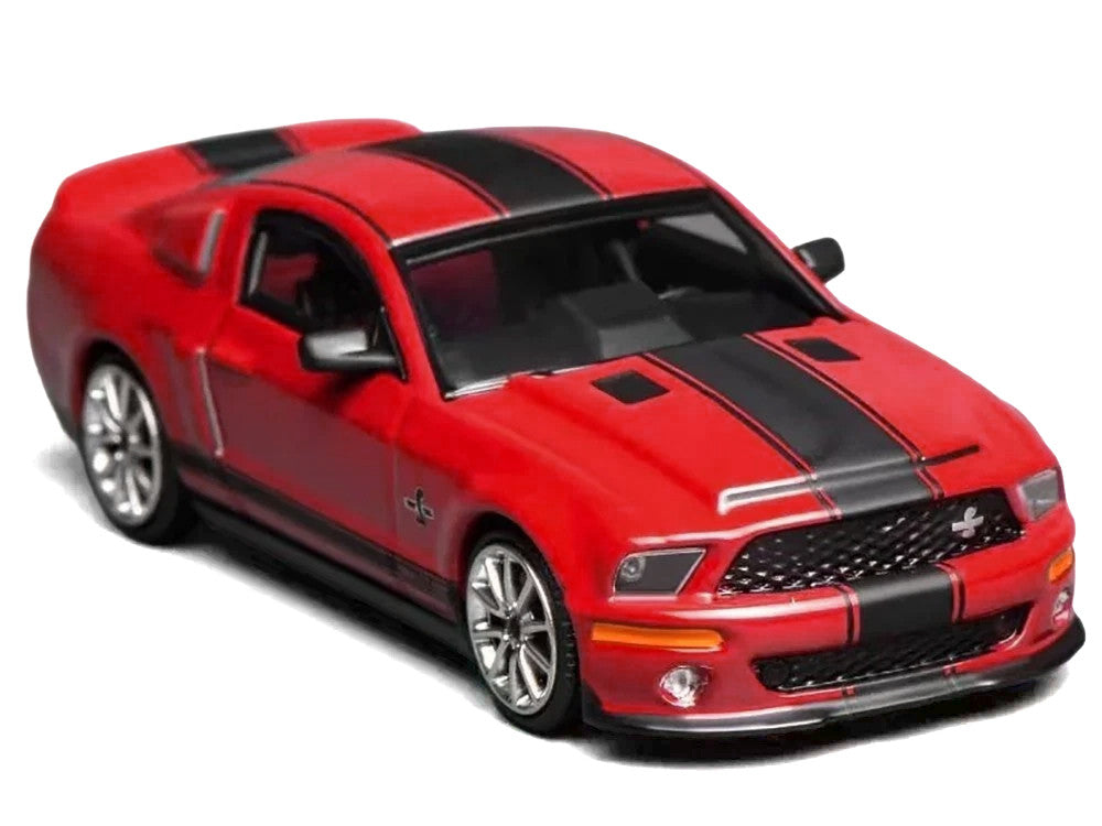 2007 Ford Mustang Shelby GT500 Super Snake Torch Red with Matt Black Stripes 1/64 Diecast Model Car by MotorHelix & Greenlight LuxuryLifeWay Online Store
