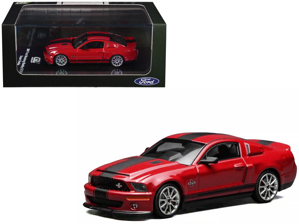 2007 Ford Mustang Shelby GT500 Super Snake Torch Red with Matt Black Stripes 1/64 Diecast Model Car by MotorHelix & Greenlight LuxuryLifeWay Online Store