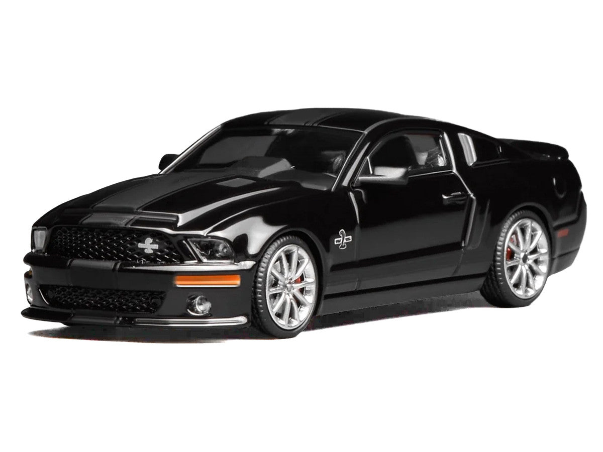 2007 Ford Mustang Shelby GT500 Super Snake Ebony Black with Matt Black Stripes 1/64 Diecast Model Car by MotorHelix & Greenlight LuxuryLifeWay Online Store