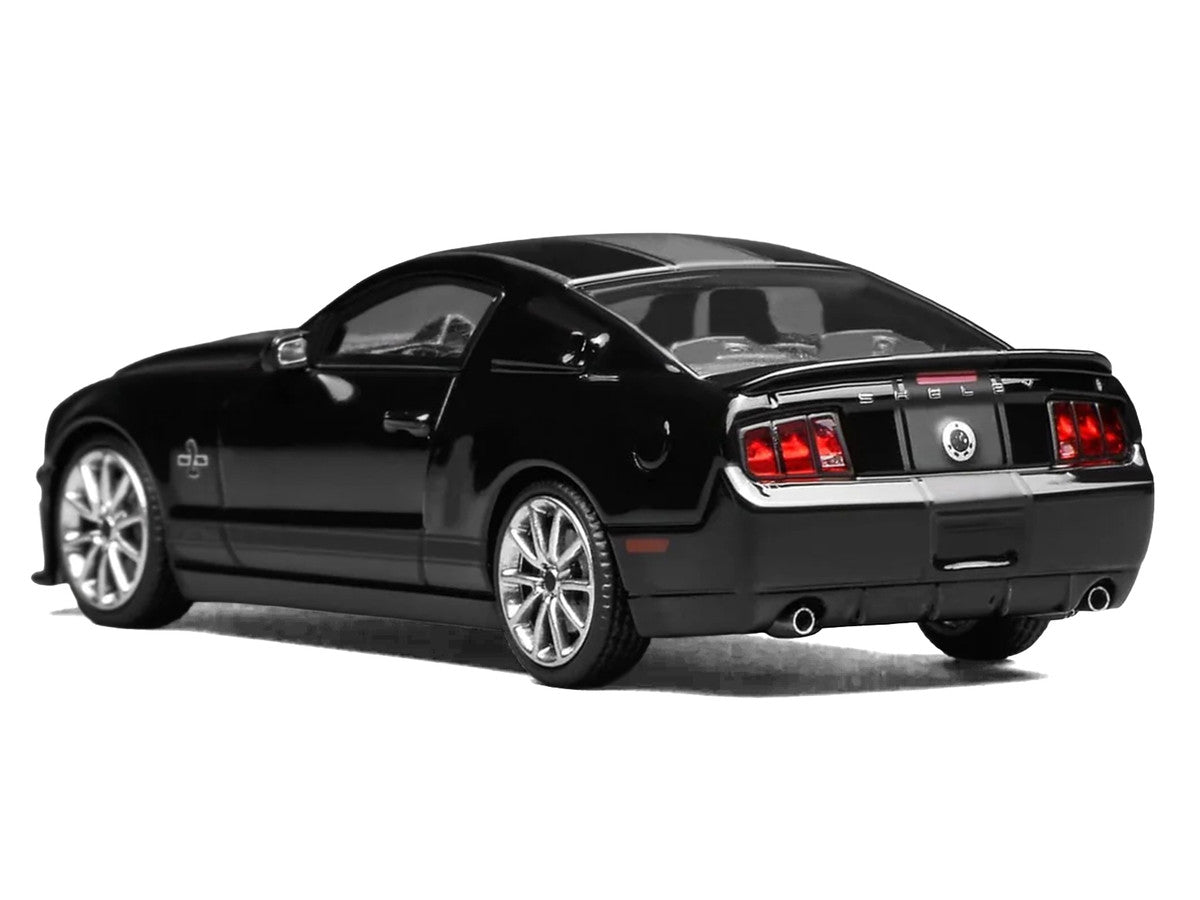 2007 Ford Mustang Shelby GT500 Super Snake Ebony Black with Matt Black Stripes 1/64 Diecast Model Car by MotorHelix & Greenlight LuxuryLifeWay Online Store