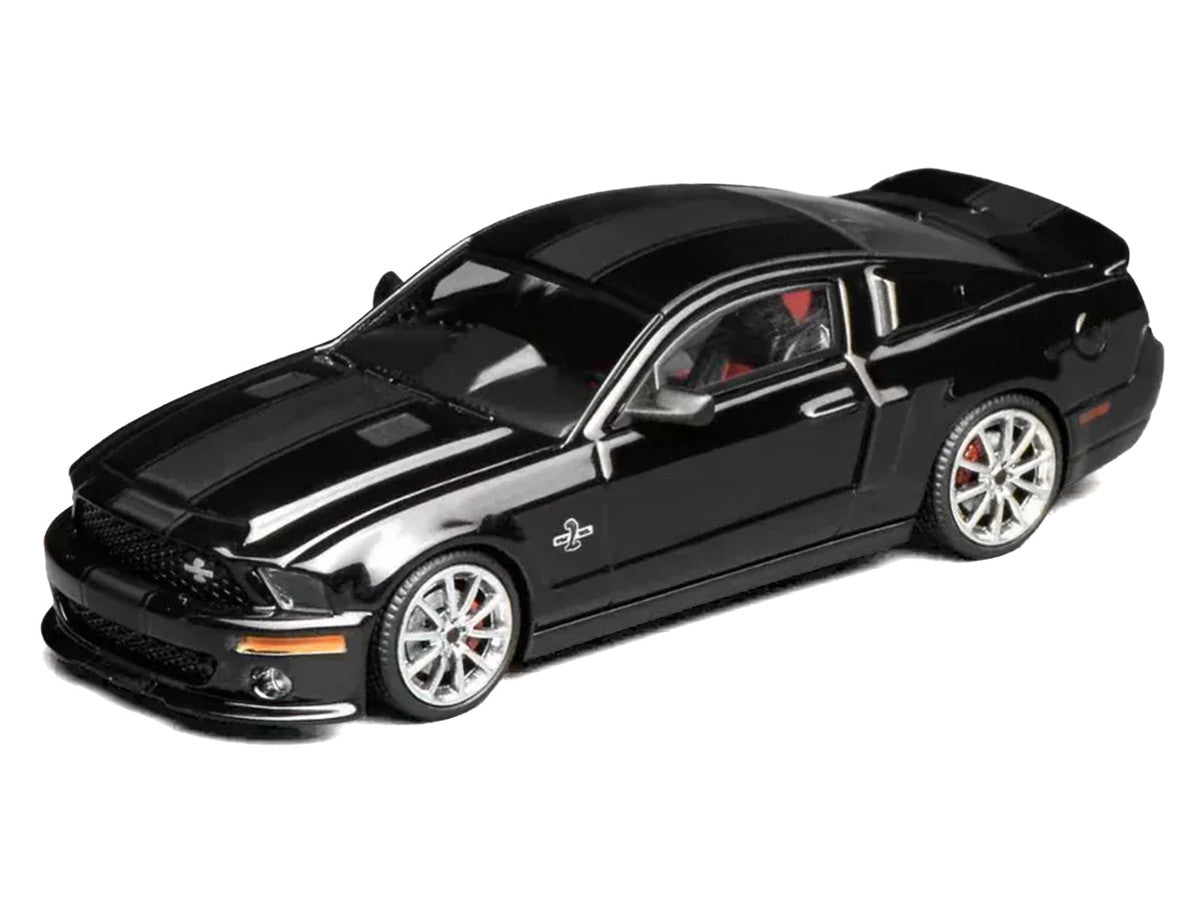 2007 Ford Mustang Shelby GT500 Super Snake Ebony Black with Matt Black Stripes 1/64 Diecast Model Car by MotorHelix & Greenlight LuxuryLifeWay Online Store