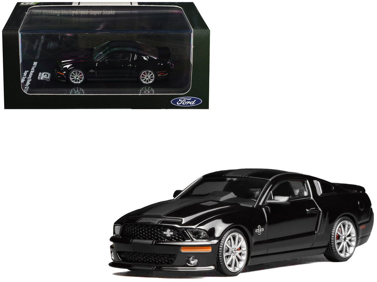 2007 Ford Mustang Shelby GT500 Super Snake Ebony Black with Matt Black Stripes 1/64 Diecast Model Car by MotorHelix & Greenlight LuxuryLifeWay Online Store