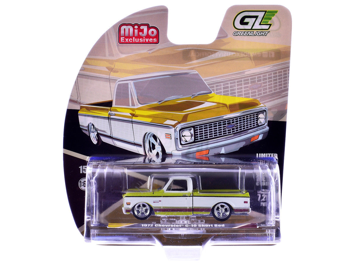 1972 Chevrolet C-10 Short Bed Pickup Truck Mustard Yellow and White "Mijo Exclusives" Series 1/64 Diecast Model Car by Greenlight LuxuryLifeWay Online Store
