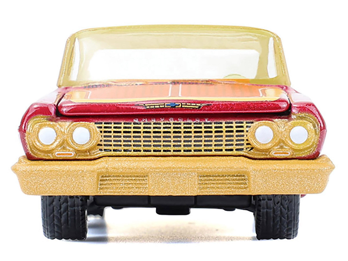 1963 Chevrolet Impala Lowrider "Michael Heralda Special Edition" Red Metallic with Cream Top and Interior with Gold Graphics "Hobby Exclusive" Series 1/64 Diecast Model Car by Greenlight LuxuryLifeWay Online Store