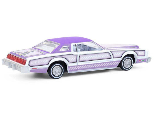 1973 Ford Thunderbird Lowrider "Michael Heralda Special Edition" Purple Metallic with Graphics and White Interior "Hobby Exclusive" Series 1/64 Diecast Model Car by Greenlight LuxuryLifeWay Online Store