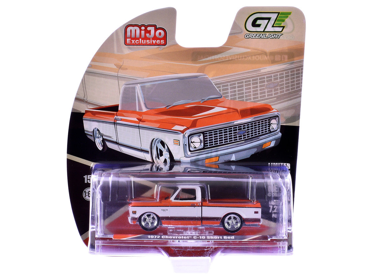 1972 Chevrolet C-10 Short Bed Pickup Truck Orange and White "Mijo Exclusives" Series 1/64 Diecast Model Car by Greenlight LuxuryLifeWay Online Store