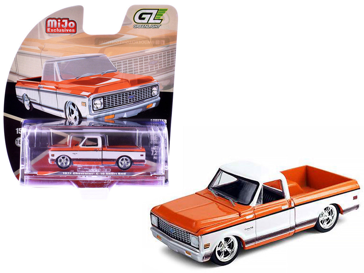 1972 Chevrolet C-10 Short Bed Pickup Truck Orange and White "Mijo Exclusives" Series 1/64 Diecast Model Car by Greenlight LuxuryLifeWay Online Store