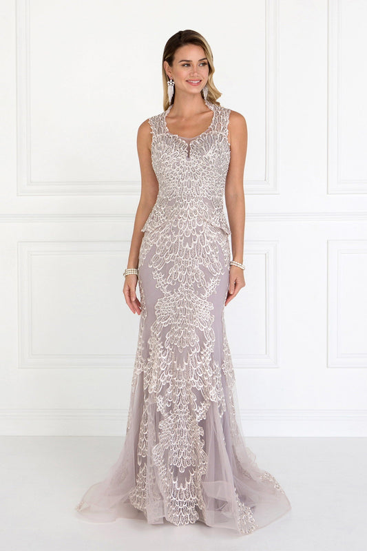 Mesh Mermaid Long Dress with Embroidery and Jewels Embellished LuxuryLifeWay Online Store