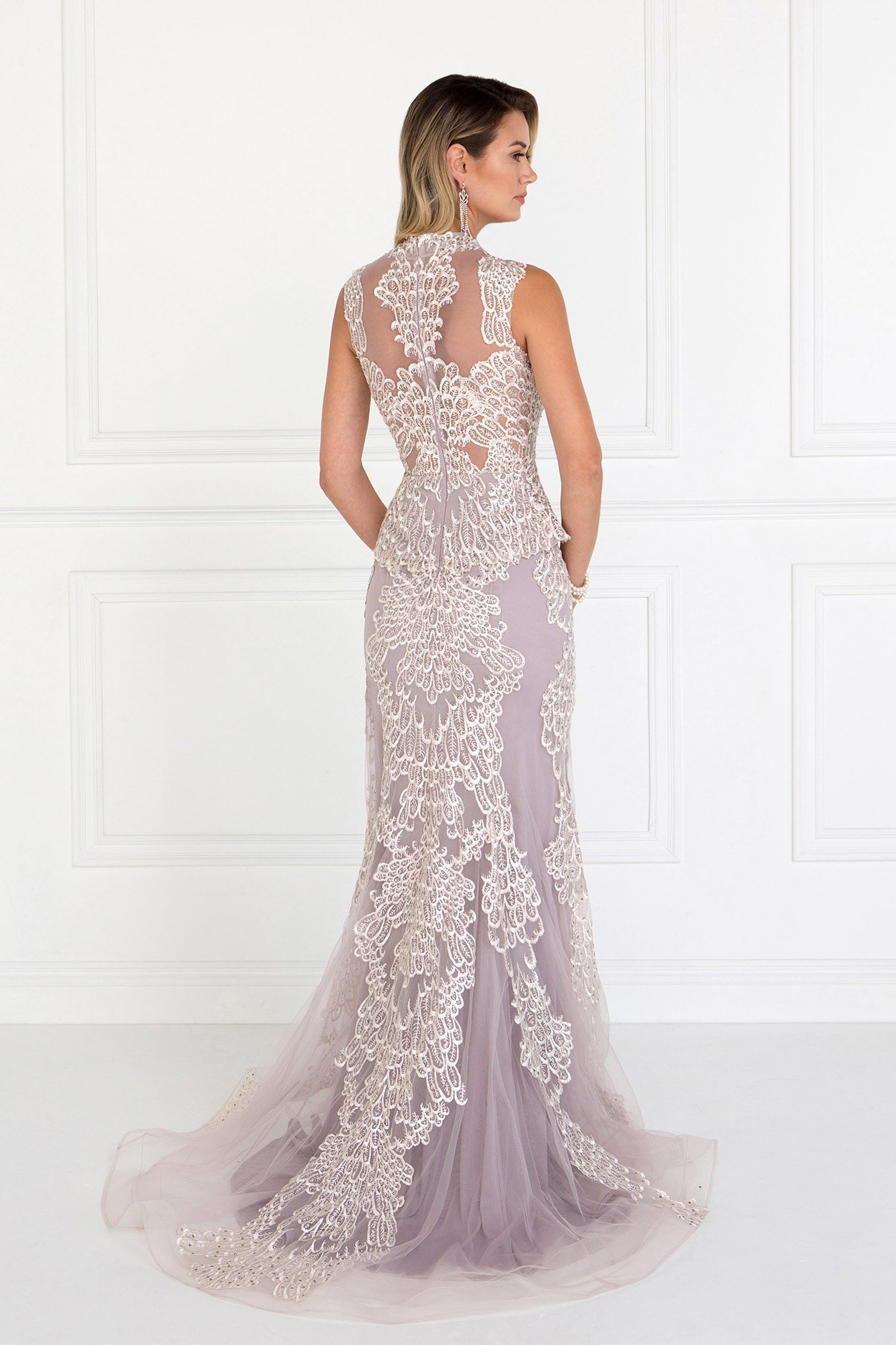 Mesh Mermaid Long Dress with Embroidery and Jewels Embellished LuxuryLifeWay Online Store