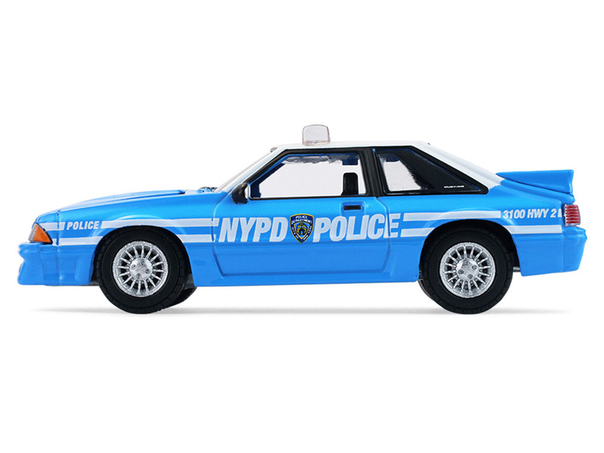 1987 Ford Mustang "New York City Police Department (NYPD)" Blue with White Top "Hobby Exclusive" Series 1/64 Diecast Model Car by Greenlight LuxuryLifeWay Online Store