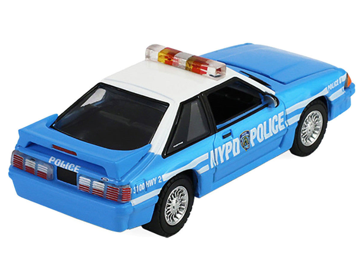 1987 Ford Mustang "New York City Police Department (NYPD)" Blue with White Top "Hobby Exclusive" Series 1/64 Diecast Model Car by Greenlight LuxuryLifeWay Online Store