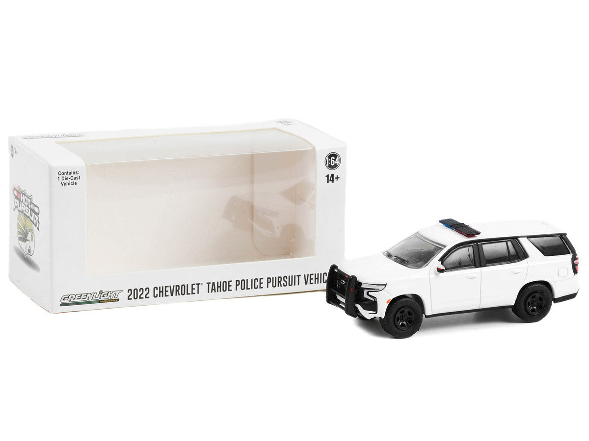 2022 Chevrolet Tahoe Police Pursuit Vehicle (PPV) White with Light Bar "Hot Pursuit" "Hobby Exclusive" Series 1/64 Diecast Model Car by Greenlight LuxuryLifeWay Online Store