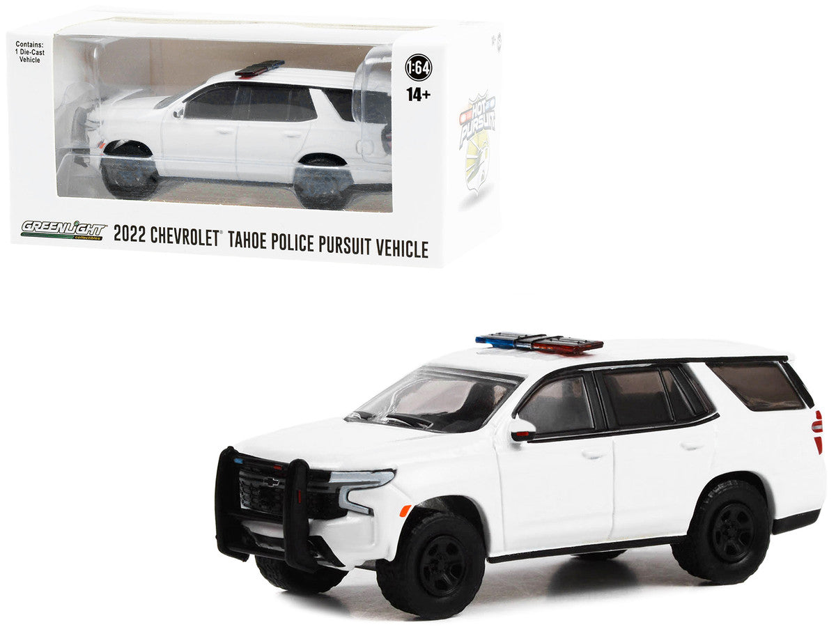 2022 Chevrolet Tahoe Police Pursuit Vehicle (PPV) White with Light Bar "Hot Pursuit" "Hobby Exclusive" Series 1/64 Diecast Model Car by Greenlight LuxuryLifeWay Online Store