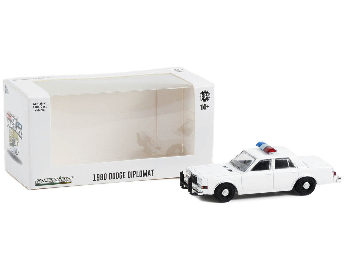 1980-1989 Dodge Diplomat Police Unmarked White with Light Bar "Hot Pursuit" "Hobby Exclusive" Series 1/64 Diecast Model Car by Greenlight LuxuryLifeWay Online Store