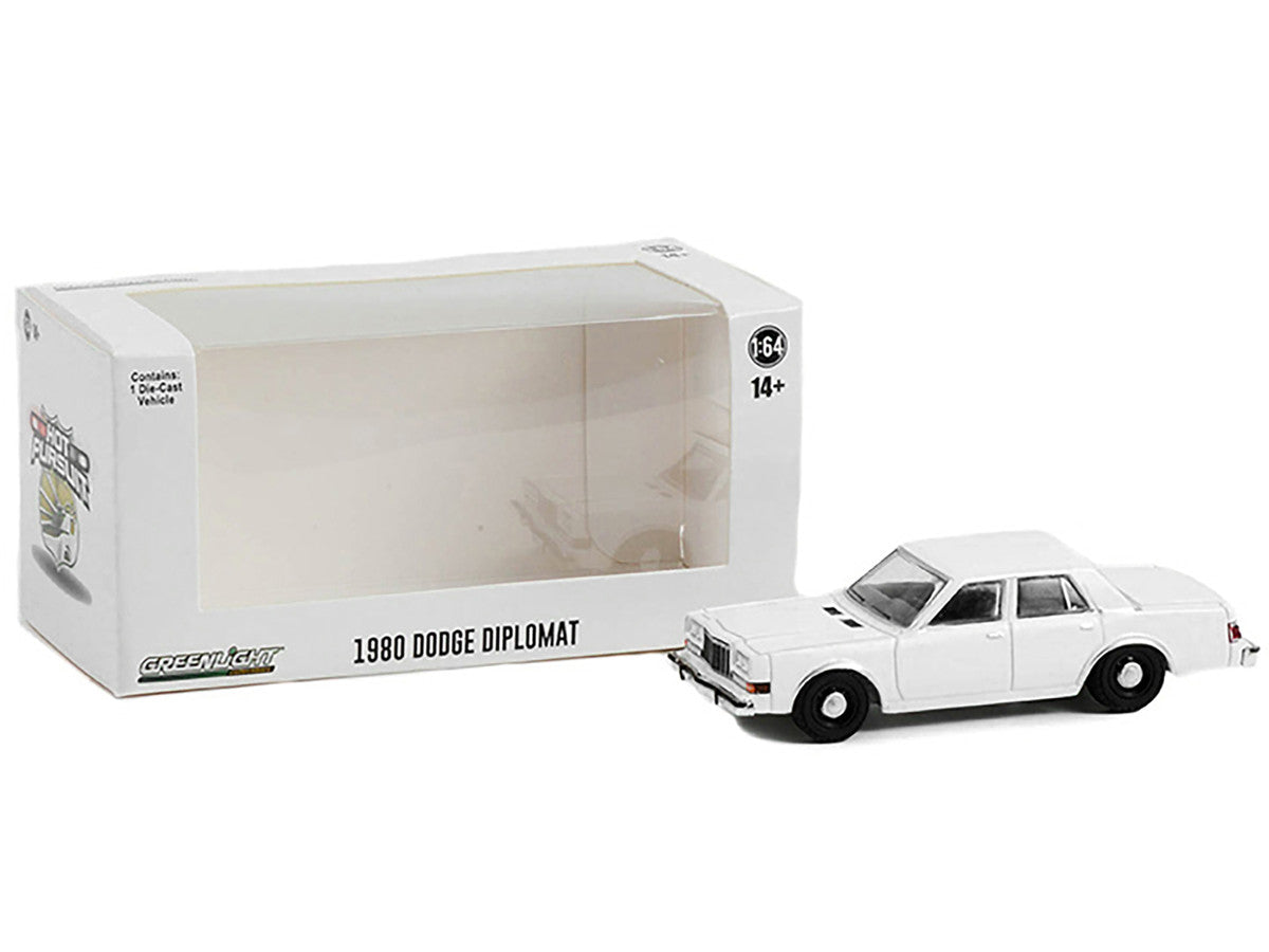 1980-1989 Dodge Diplomat Police Unmarked White "Hot Pursuit" "Hobby Exclusive" Series 1/64 Diecast Model Car by Greenlight LuxuryLifeWay Online Store