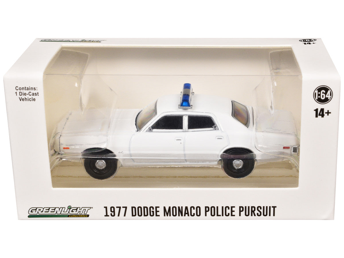 1977-78 Dodge Monaco Police Pursuit White with Light Bar "Hot Pursuit - Hobby Exclusive" Series 1/64 Diecast Model Car by Greenlight LuxuryLifeWay Online Store