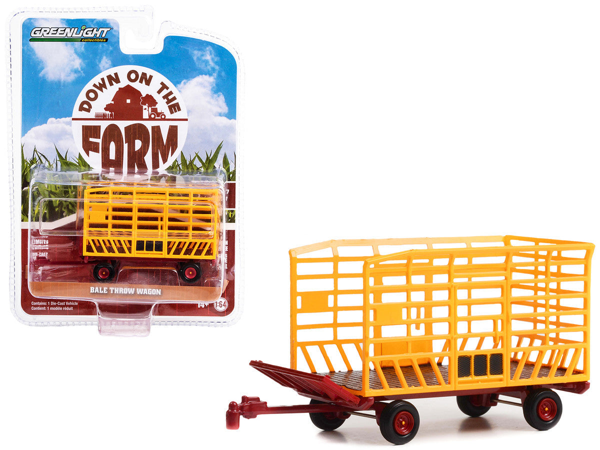 Bale Throw Wagon Yellow and Red "Down on the Farm" Series 7 1/64 Diecast Model by Greenlight LuxuryLifeWay Online Store