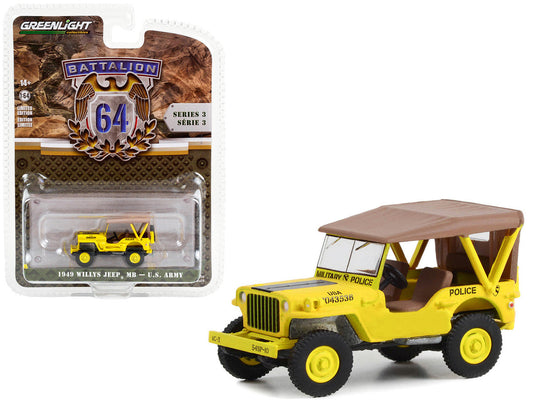 1949 Willys Jeep MB U.S. Army "545th Military Police Company Camp Drake Japan Training Camp" Yellow "Battalion 64" Series 3 1/64 Diecast Model Car by Greenlight LuxuryLifeWay Online Store
