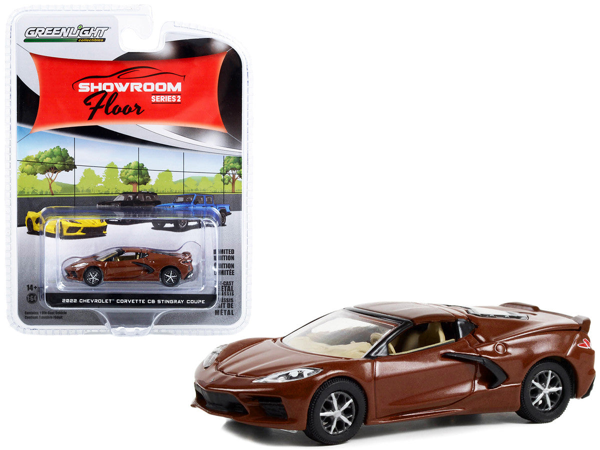 2022 Chevrolet Corvette C8 Stingray Coupe Caffeine Brown Metallic "Showroom Floor" Series 2 1/64 Diecast Model Car by Greenlight LuxuryLifeWay Online Store