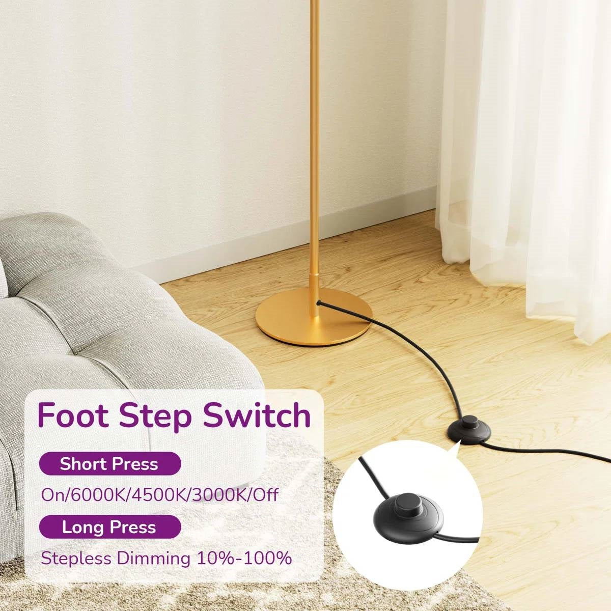 Gold Modern 57-inch Slim Bar-Shaped Dimmable LED Corner Floor Lamp LuxuryLifeWay Online Store