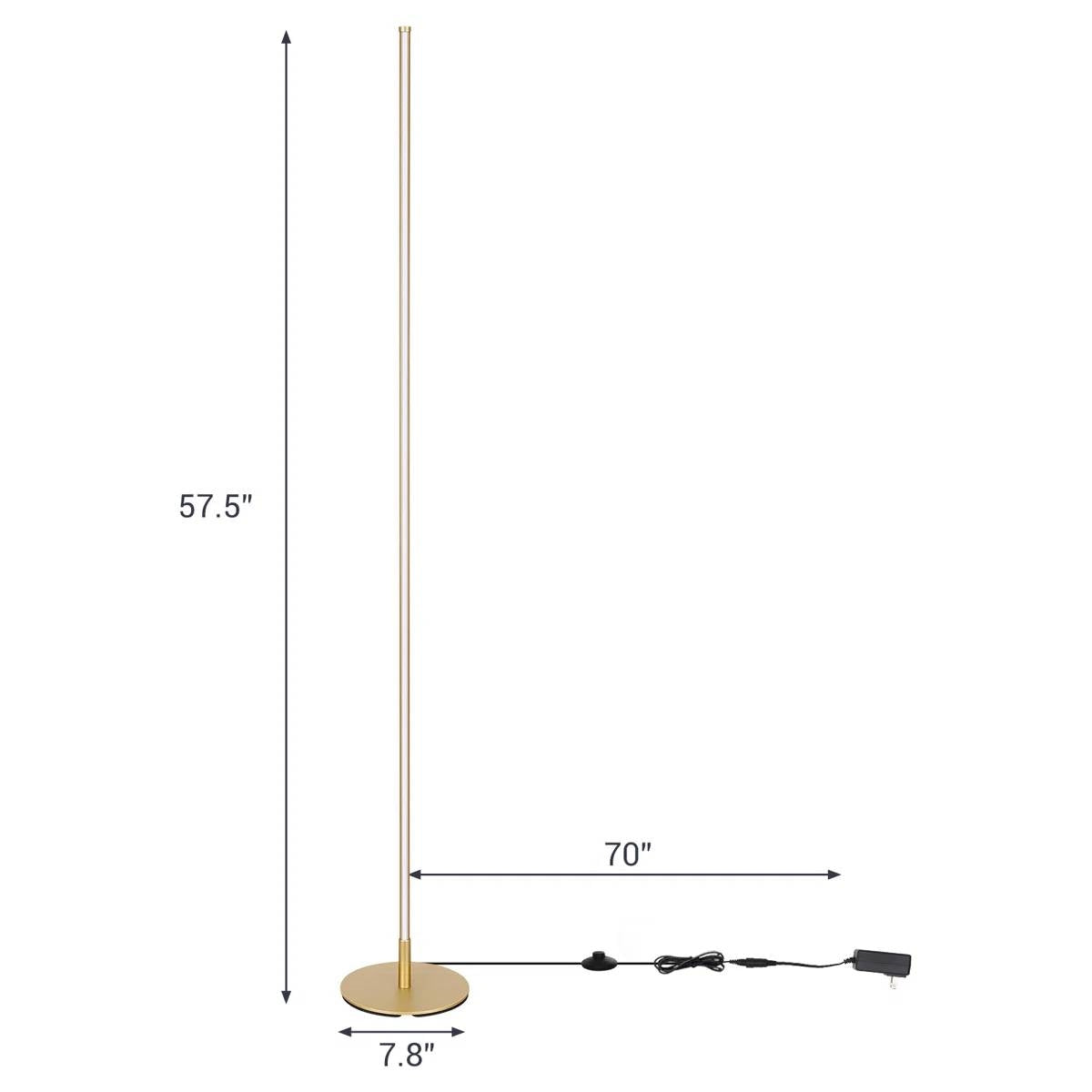 Gold Modern 57-inch Slim Bar-Shaped Dimmable LED Corner Floor Lamp LuxuryLifeWay Online Store