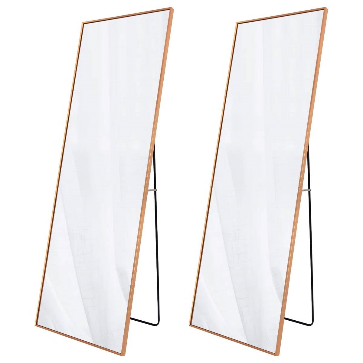 Set of 2 - Gold 65-inch Full Length Freestanding Floor Mirror with Stand LuxuryLifeWay Online Store
