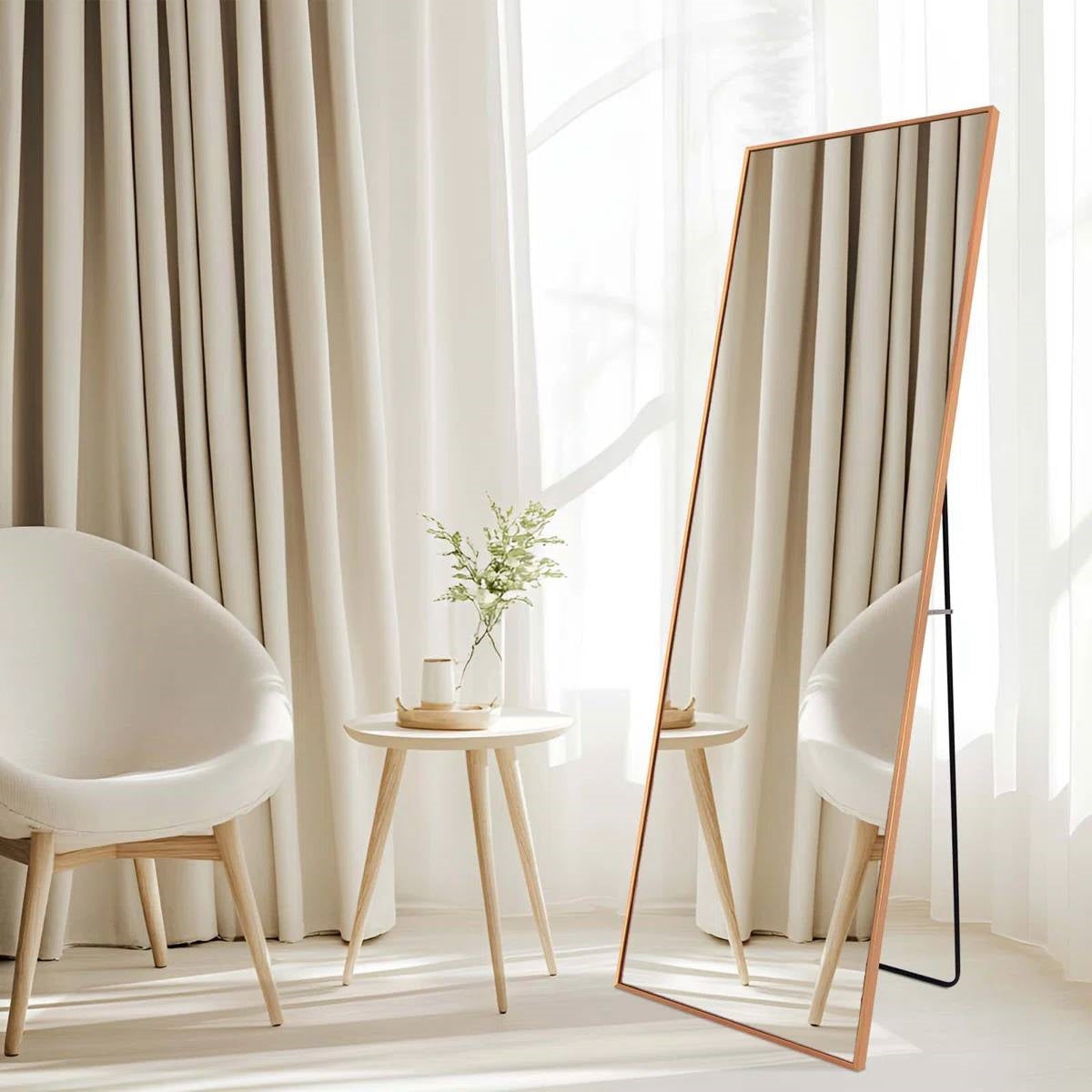 Set of 2 - Gold 65-inch Full Length Freestanding Floor Mirror with Stand LuxuryLifeWay Online Store