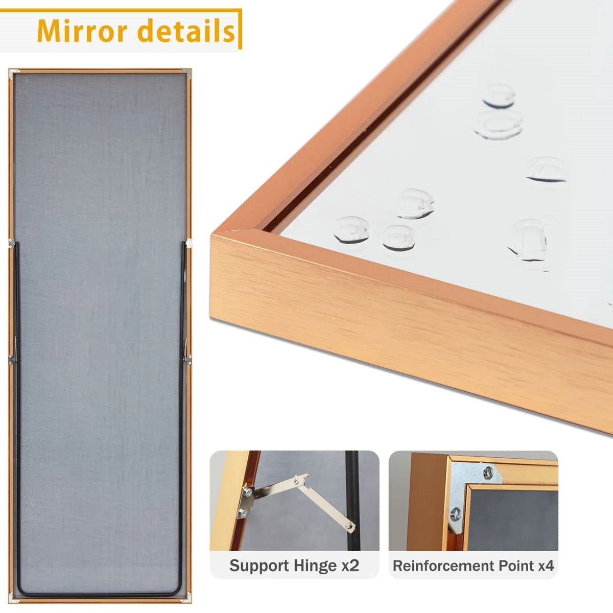 Set of 2 - Gold 65-inch Full Length Freestanding Floor Mirror with Stand LuxuryLifeWay Online Store